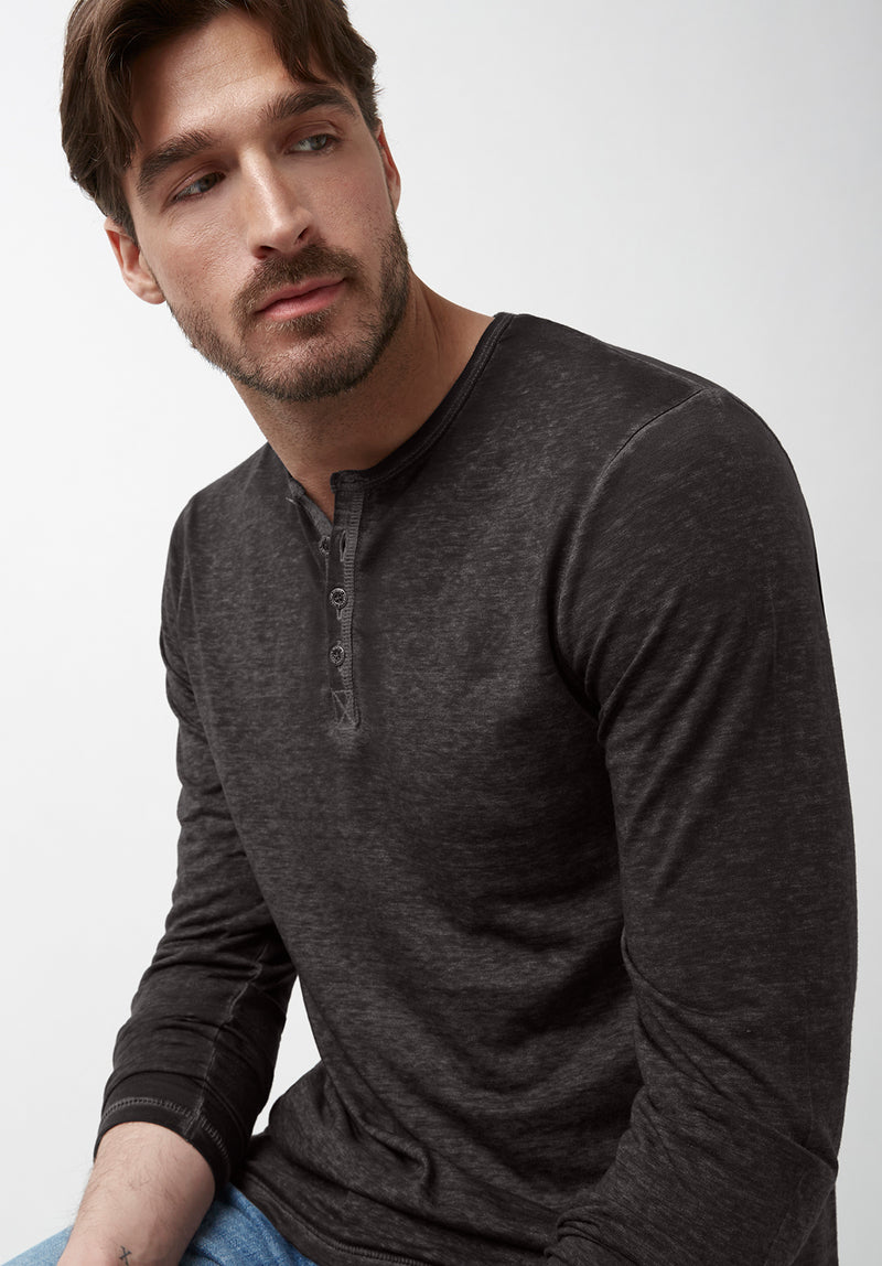 Buffalo David Bitton Kaduk Black Long-Sleeve Men’s Top - BM24041  