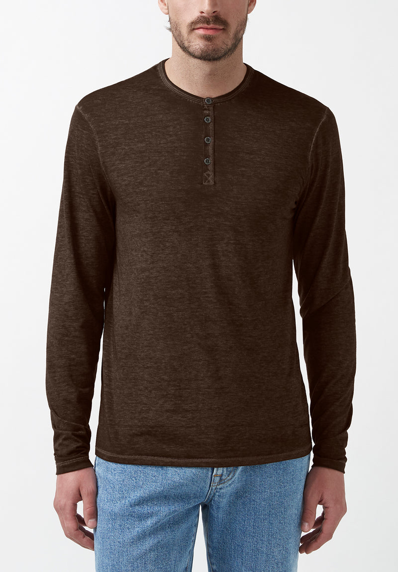 Buffalo David Bitton Kaduk Brown Long-Sleeve Men’s Top - BM24041 Color CHOCOLATE