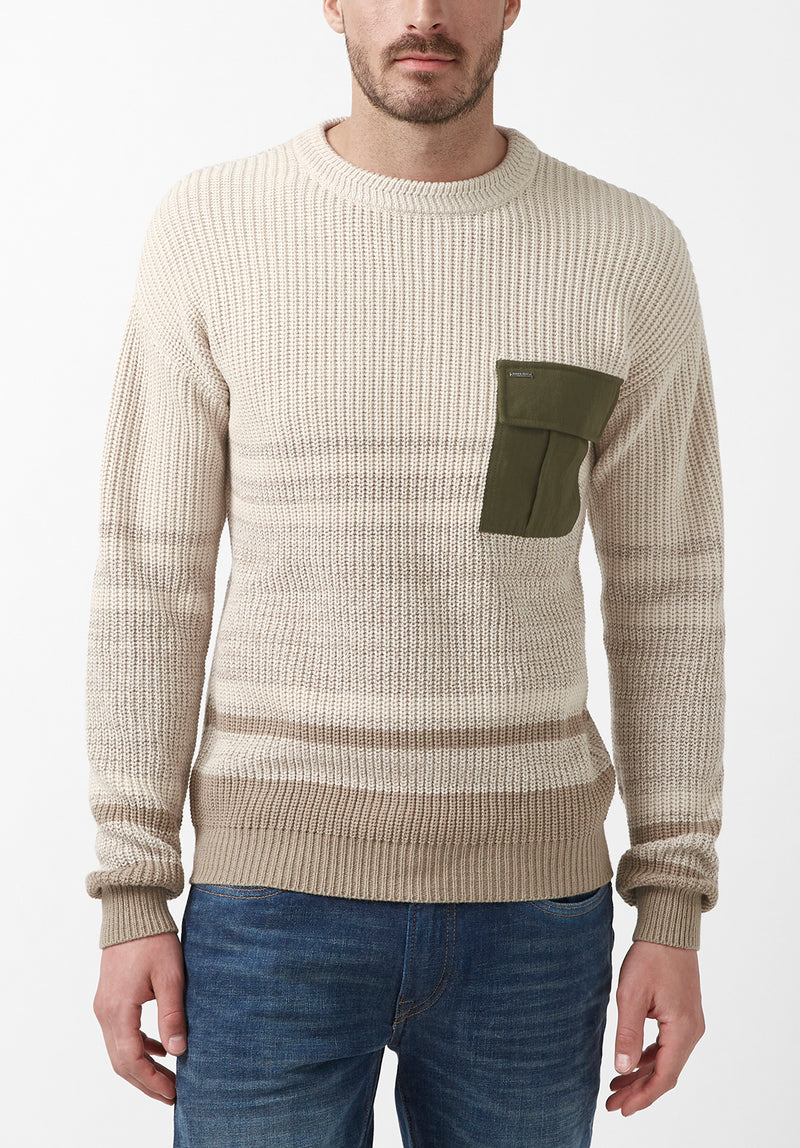 Buffalo David Bitton Walima Beige Men’s Sweater - BM24058 Color MILK