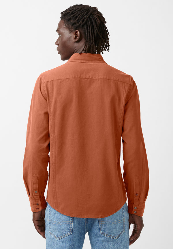 Buffalo David Bitton Siamik Orange Long-Sleeve Men’s Shirt - BM24116 Color BAKED CLAY