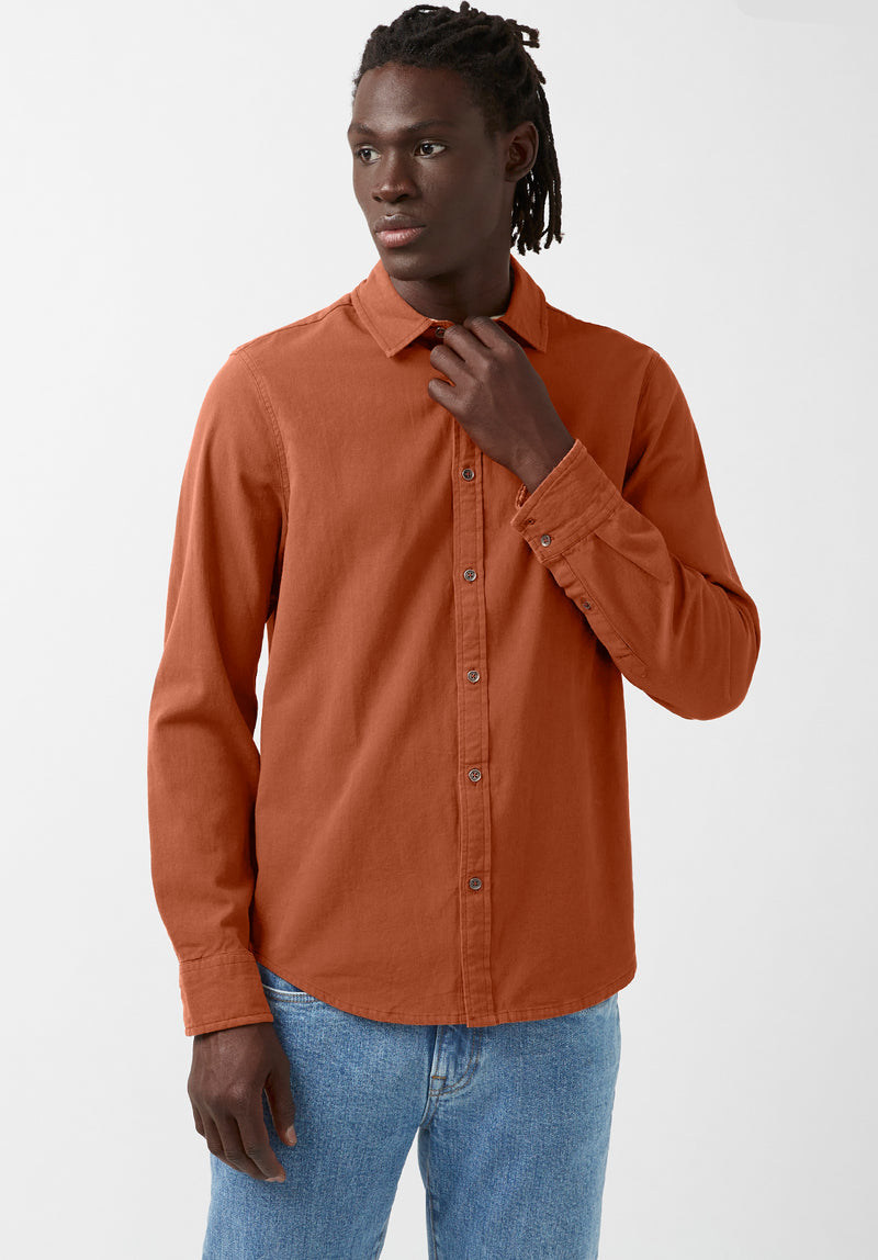 Buffalo David Bitton Siamik Orange Long-Sleeve Men’s Shirt - BM24116 Color BAKED CLAY