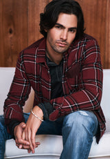 Sujay Men's Long Sleeve Shirt in Red Plaid - BM24117
