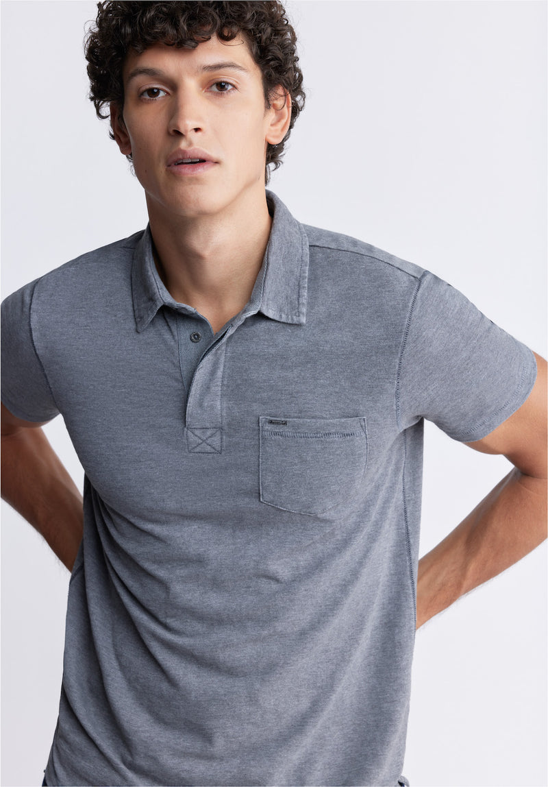 Buffalo David BittonKasper Men's Short Sleeve Polo in Charcoal Grey - BM24233 Color CHARCOAL