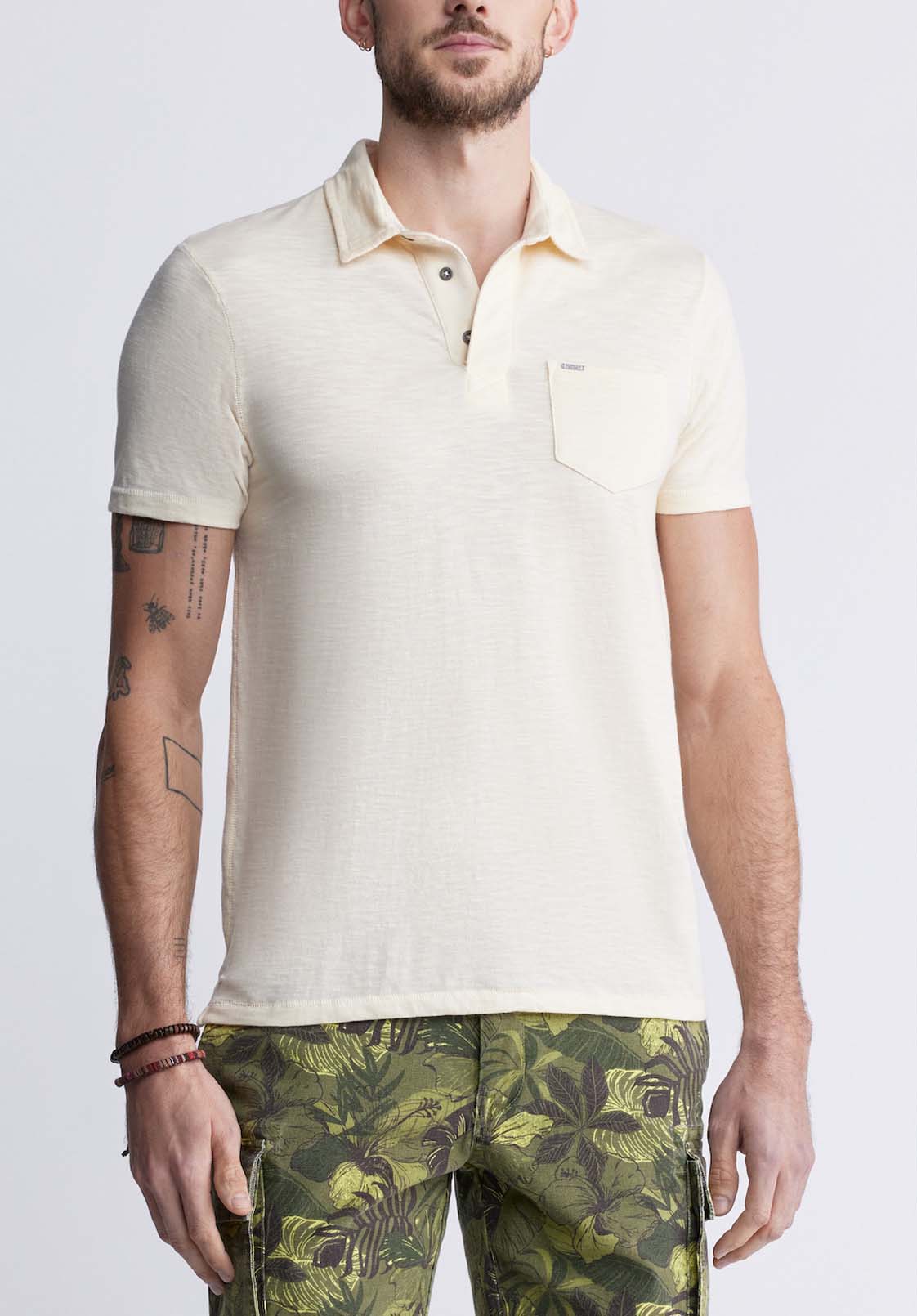 buffalo david bitton Kasper Men's Short Sleeve Polo in Whitecap Grey