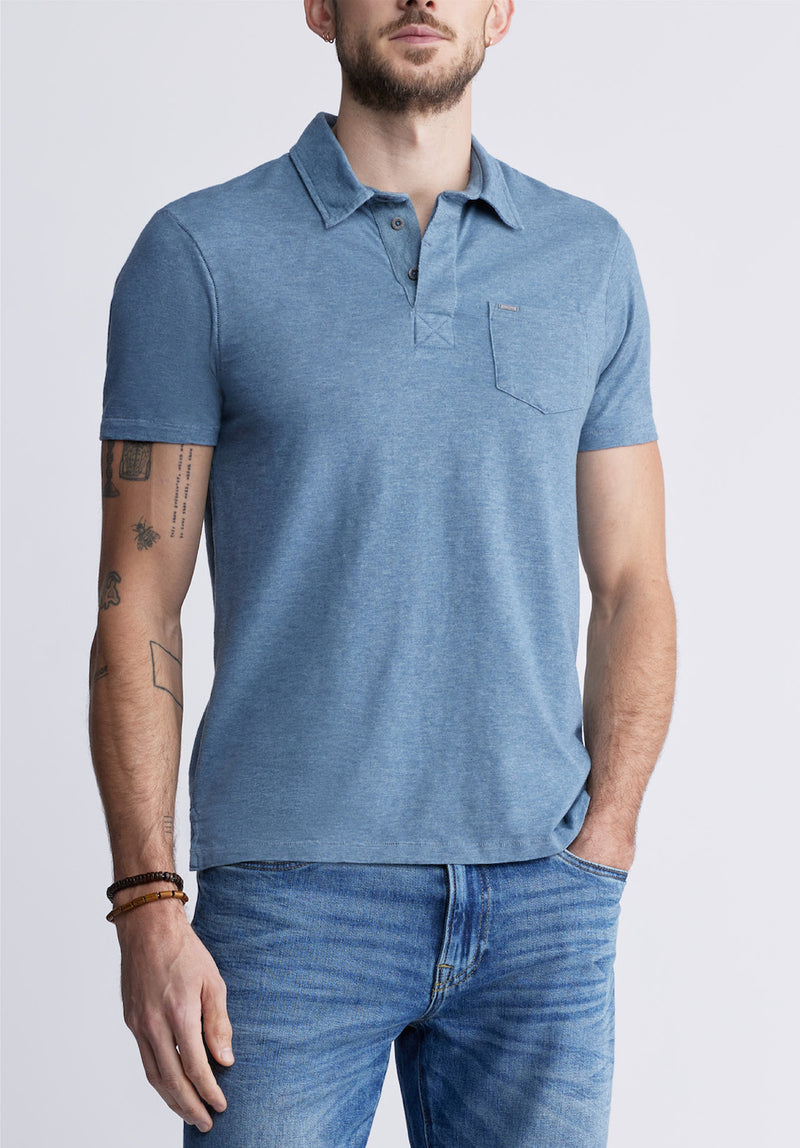 Buffalo David BittonKasper Men's Short Sleeve Polo in Mirage Blue - BM24233 Color MIRAGE