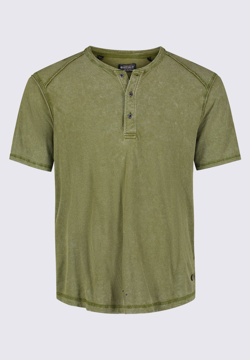 Buffalo David BittonKitte Men's Henley T-shirt in Green - BM24245 Color 