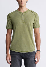 Buffalo David BittonKitte Men's Henley T-shirt in Green - BM24245 Color SPHAGNUM