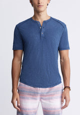 Buffalo David BittonKitte Men's Henley T-shirt in Whale Blue - BM24245 Color WHALE