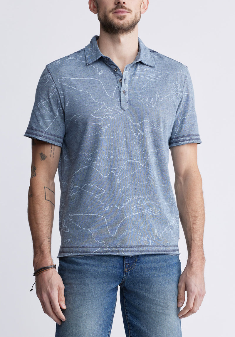 Buffalo David BittonKomodo Men's Short Sleeve Polo in Mirage Blue - BM24248 Color MIRAGE