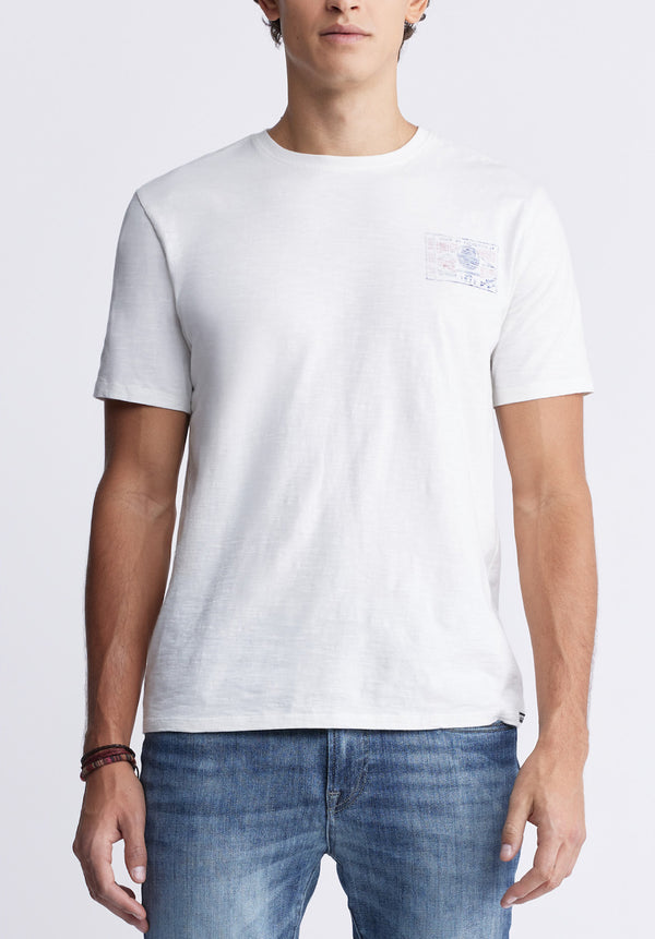 Buffalo David BittonTacoma Men's Printed Back T-shirt in Milk White - BM24258 Color MILK
