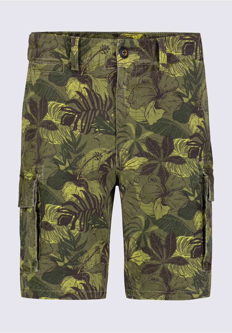 Buffalo David BittonHackman Men's Cargo Shorts in Sphagnum Green Print - BM24265 Color SPHAGNUM