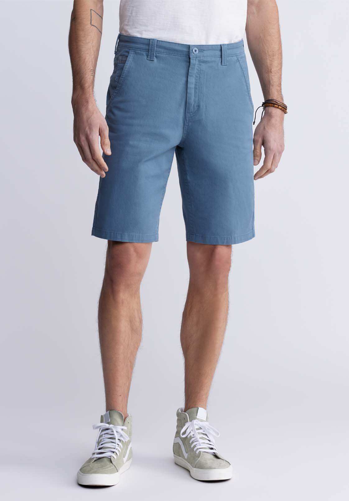 buffalo david bitton Hadrian Men's Flat Front Shorts in Mirage Blue