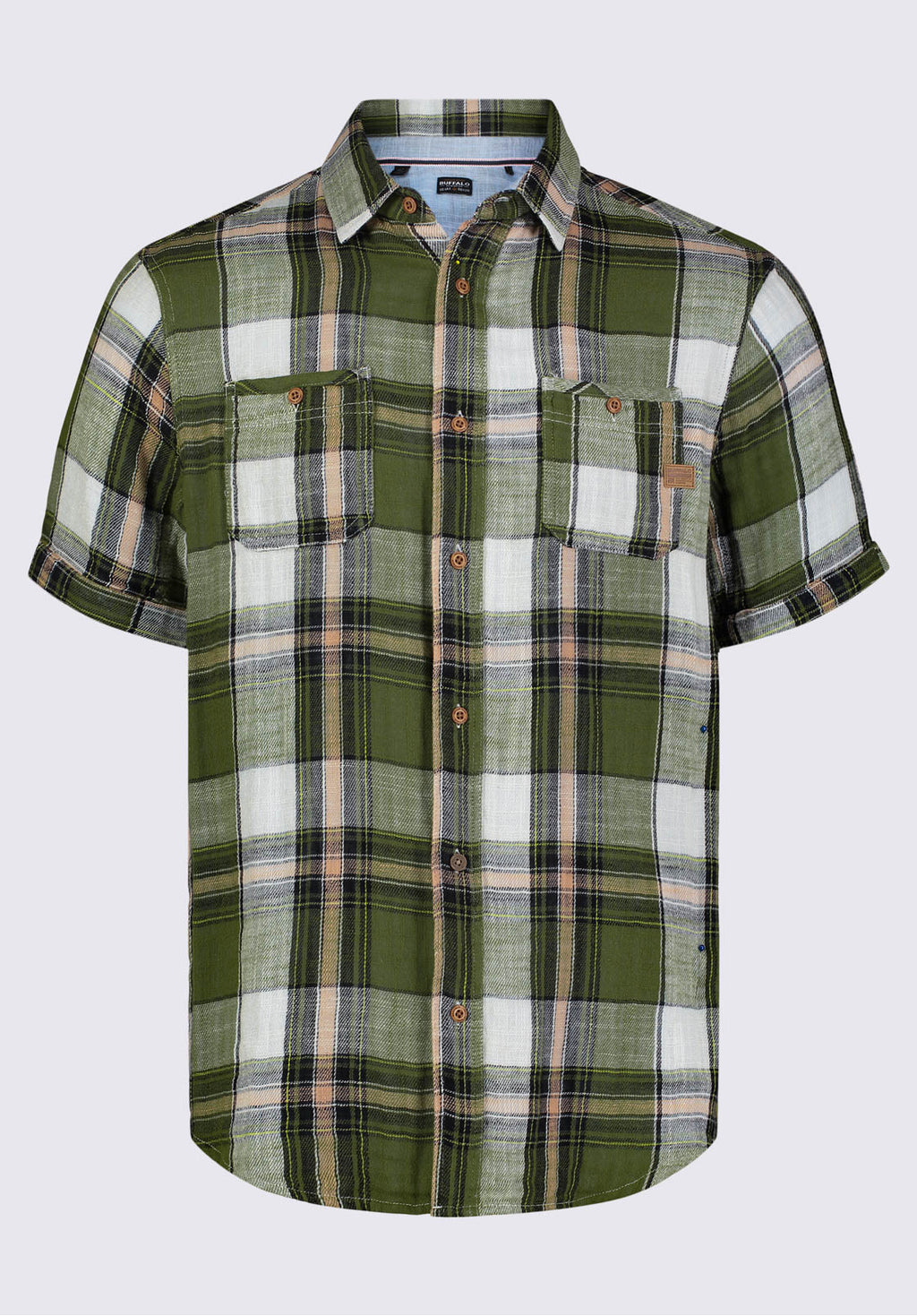 Sachino Men s Short Sleeve Plaid Shirt in Moss Green Buffalo Jeans CA