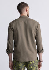 Buffalo David BittonSadaat Men's Long Sleeve Utility Shirt in Sphagnum Green - BM24278 Color SPHAGNUM