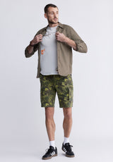 Buffalo David BittonSadaat Men's Long Sleeve Utility Shirt in Sphagnum Green - BM24278 Color SPHAGNUM