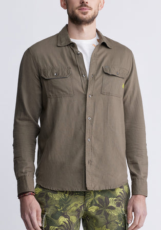 Sadaat Men's Long Sleeve Utility Shirt in Sphagnum Green - BM24278
