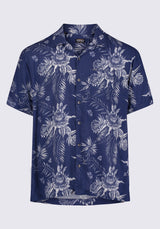 Buffalo David BittonSimad Men's Short Sleeve Printed Shirt in Blue Depths - BM24287 Color 