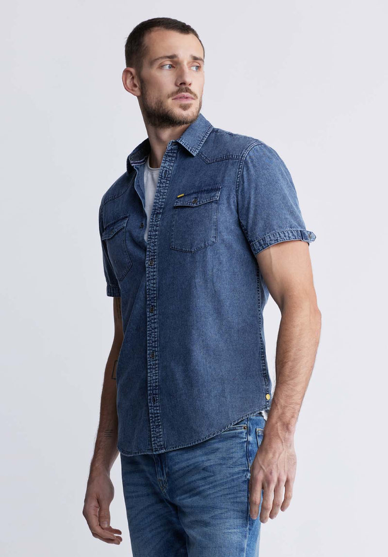 Somba Men's Short Sleeve Shirt In Midnight Blue – Buffalo Jeans CA