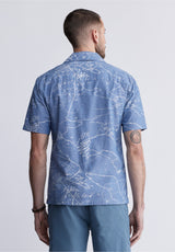 Buffalo David BittonSirvan Men's Short Sleeve Cuban Shirt in Indigo Blue - BM24302 Color INDIGO