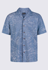Buffalo David BittonSirvan Men's Short Sleeve Cuban Shirt in Indigo Blue - BM24302 Color 