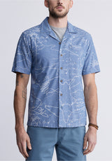 Buffalo David BittonSirvan Men's Short Sleeve Cuban Shirt in Indigo Blue - BM24302 Color INDIGO