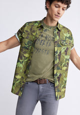 Buffalo David BittonTaylor Men's Printed T-shirt in Sphagnum Green - BM24312 Color SPHAGNUM