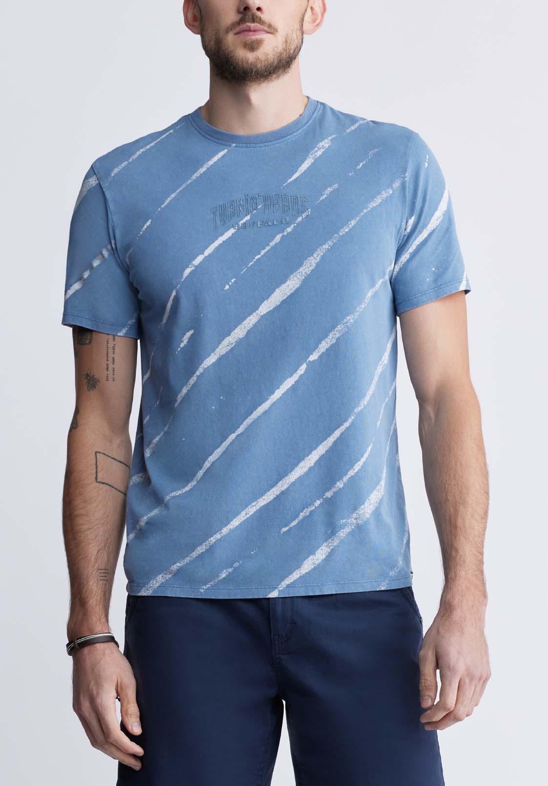 buffalo david bitton Tibug Men's Printed T-shirt in Mirage Blue