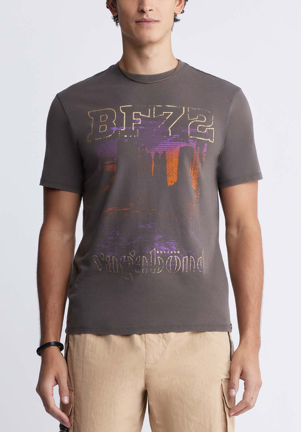 Buffalo David BittonTomer Men's Graphic T-shirt in Charcoal Grey - BM24324 Color CHARCOAL