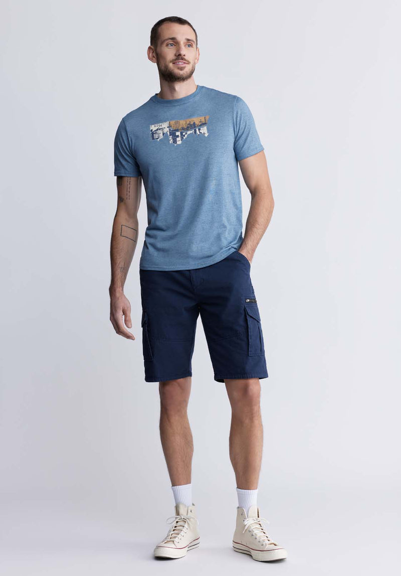 Buffalo David BittonTobras Men's Graphic T-shirt in Mirage Blue - BM24325 Color MIRAGE