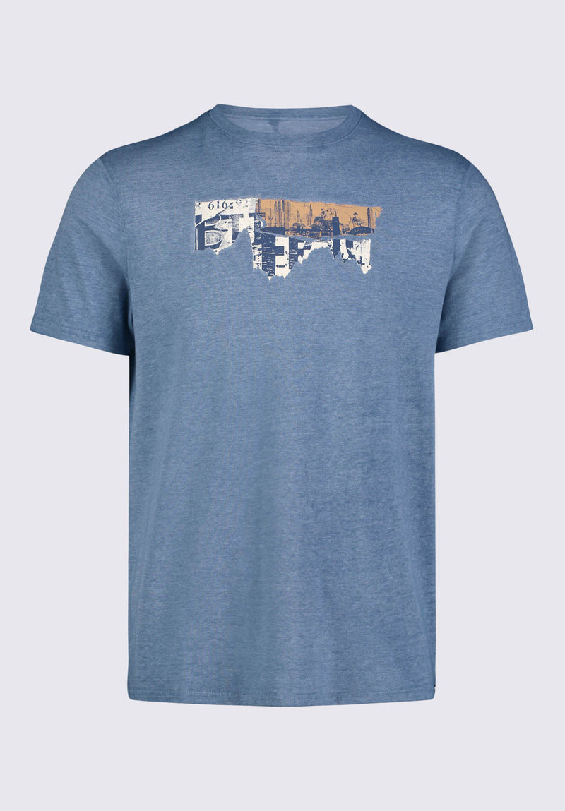Buffalo David BittonTobras Men's Graphic T-shirt in Mirage Blue - BM24325 Color 