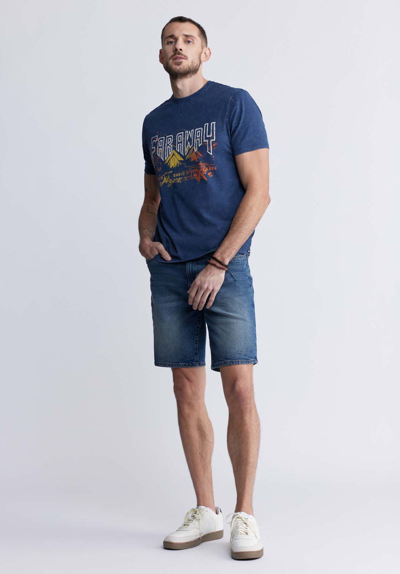 Buffalo David BittonTofick Men's Graphic T-shirt in Whale Blue - BM24327 Color WHALE