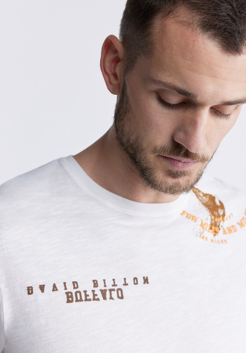 Buffalo David BittonToro Men's Printed T-shirt in White - BM24328 Color MILK