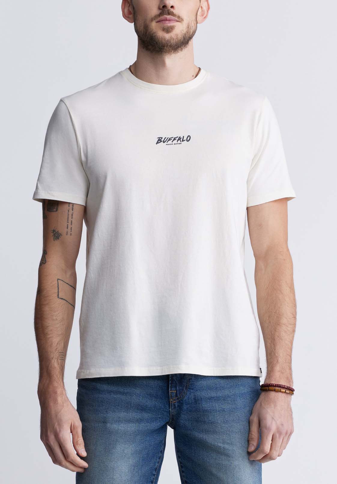 buffalo david bitton T-shirt Dos Imprimé à Manches Courtes Tumuch pour Hommes Gris Clair