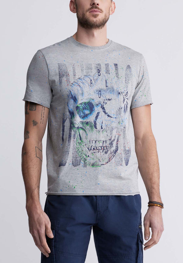 T-shirt Imprimé Tulum pour Hommes, Gris Chiné - BM24334