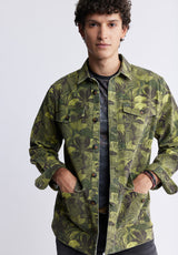 Buffalo David BittonJicama Men's Shirt Jacket in Sphagnum Green Print - BM24340 Color SPHAGNUM
