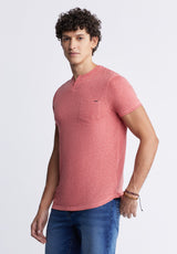 Buffalo David BittonKadyo Men's Pocket Henley Top in Mineral Red - BM24345 Color MINERAL RED