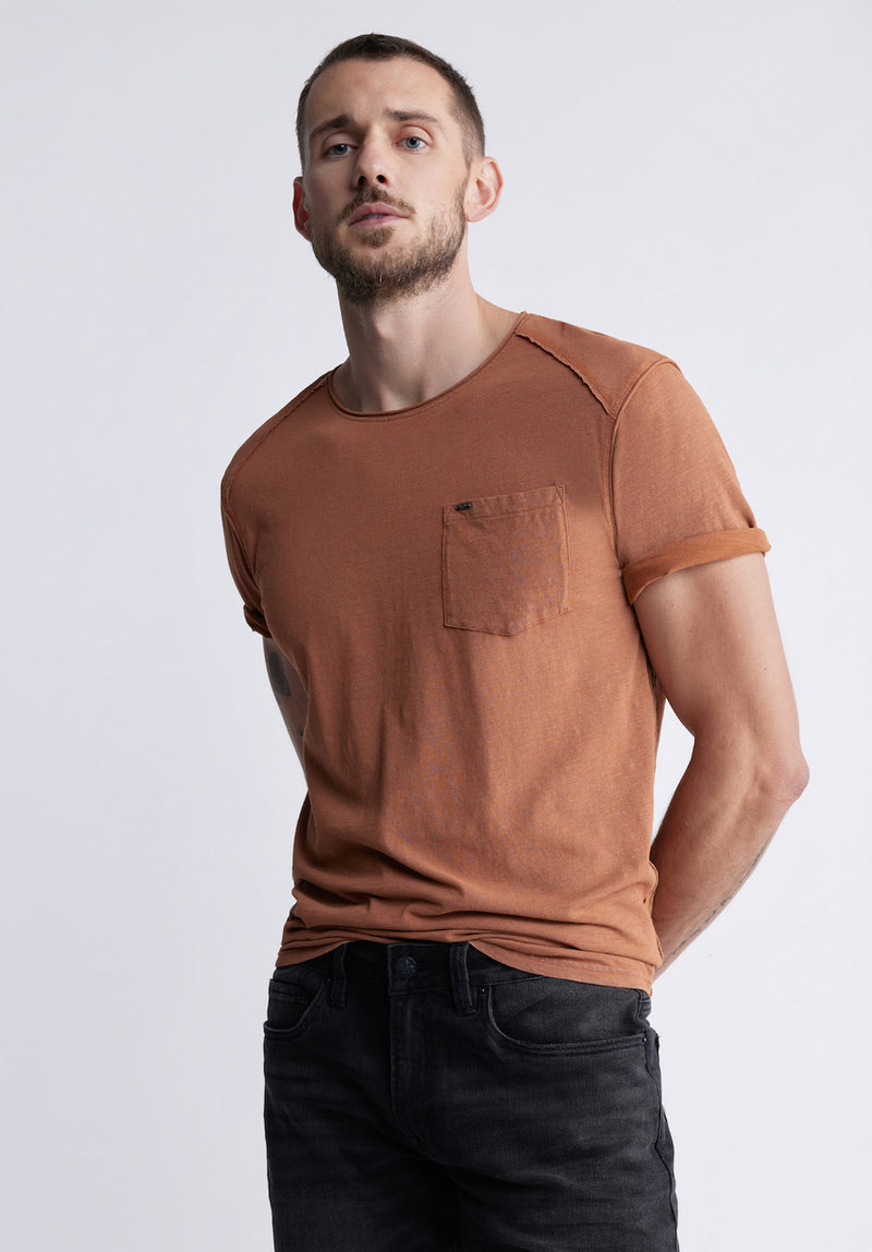 Buffalo David BittonKamizo Men's Pocket T-shirt in Mocha Brown - BM24346 Color MOCHA BISQUE