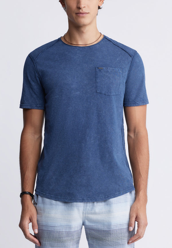 Buffalo David BittonKamizo Men's Pocket T-shirt in Whale Blue - BM24346 Color WHALE
