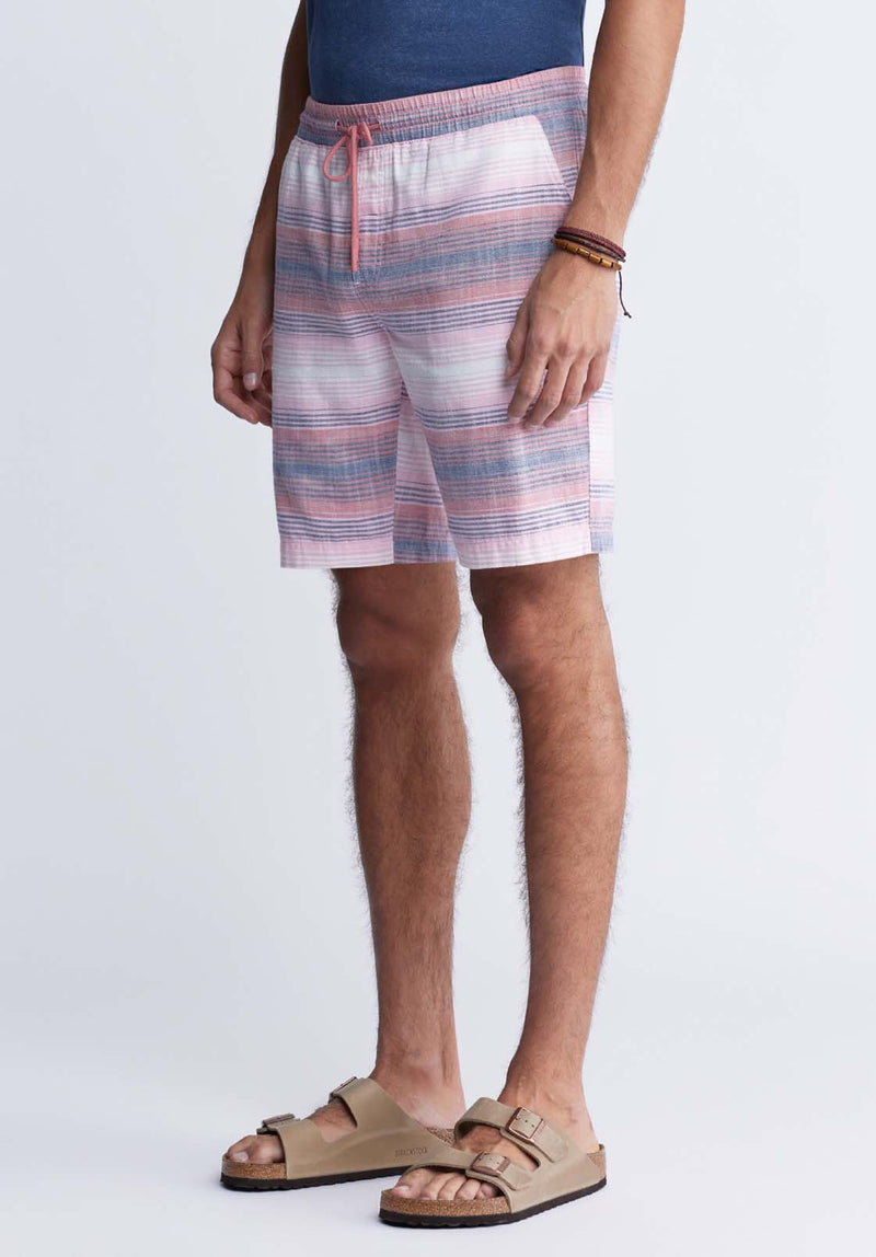 Buffalo David BittonHoggers Men's Striped Shorts in Mineral Red - BM24349A Color MINERAL RED