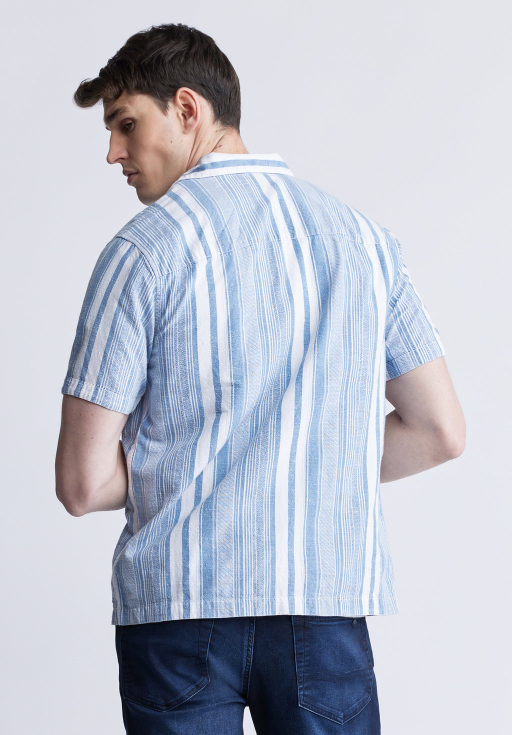Blue and white striped shirt mens hotsell