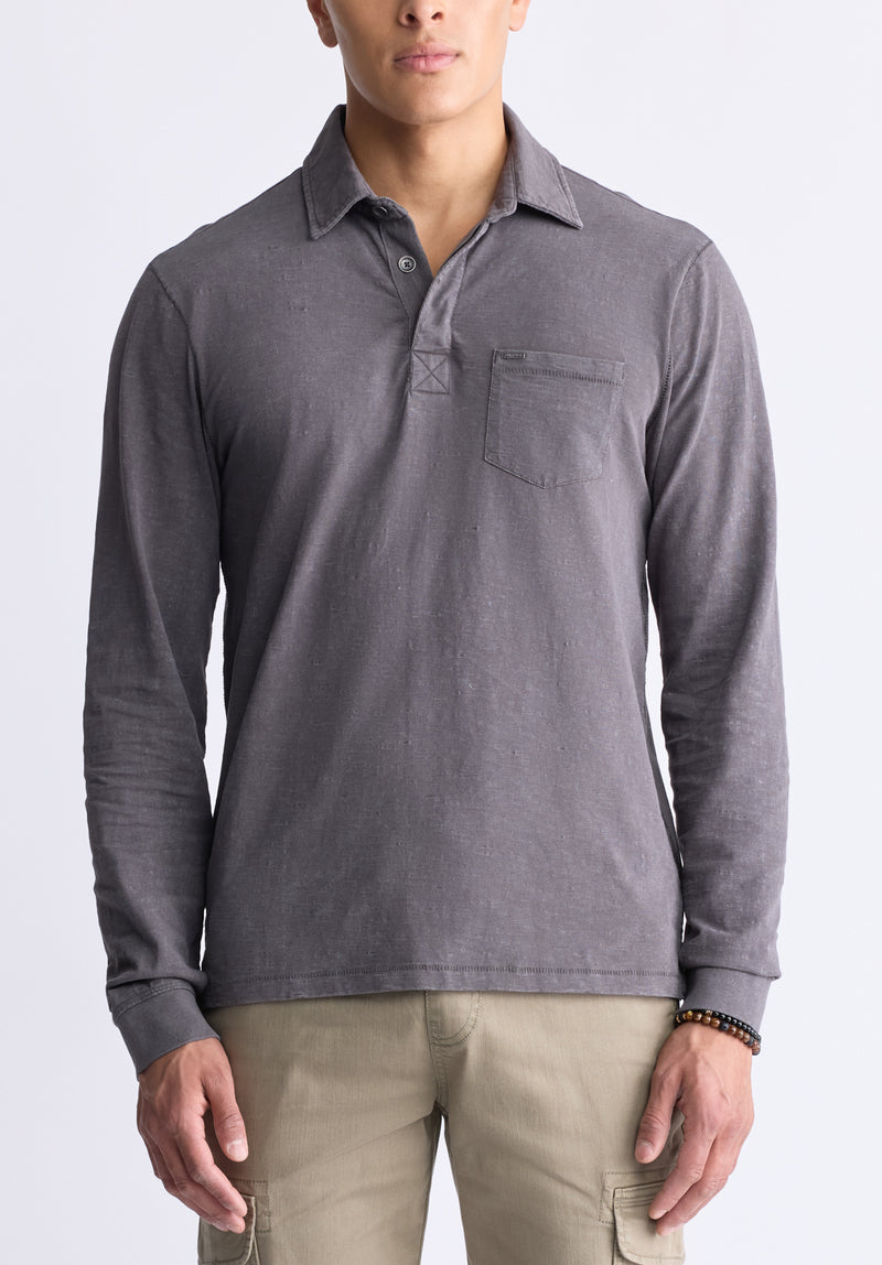 Gray long sleeve polo shop
