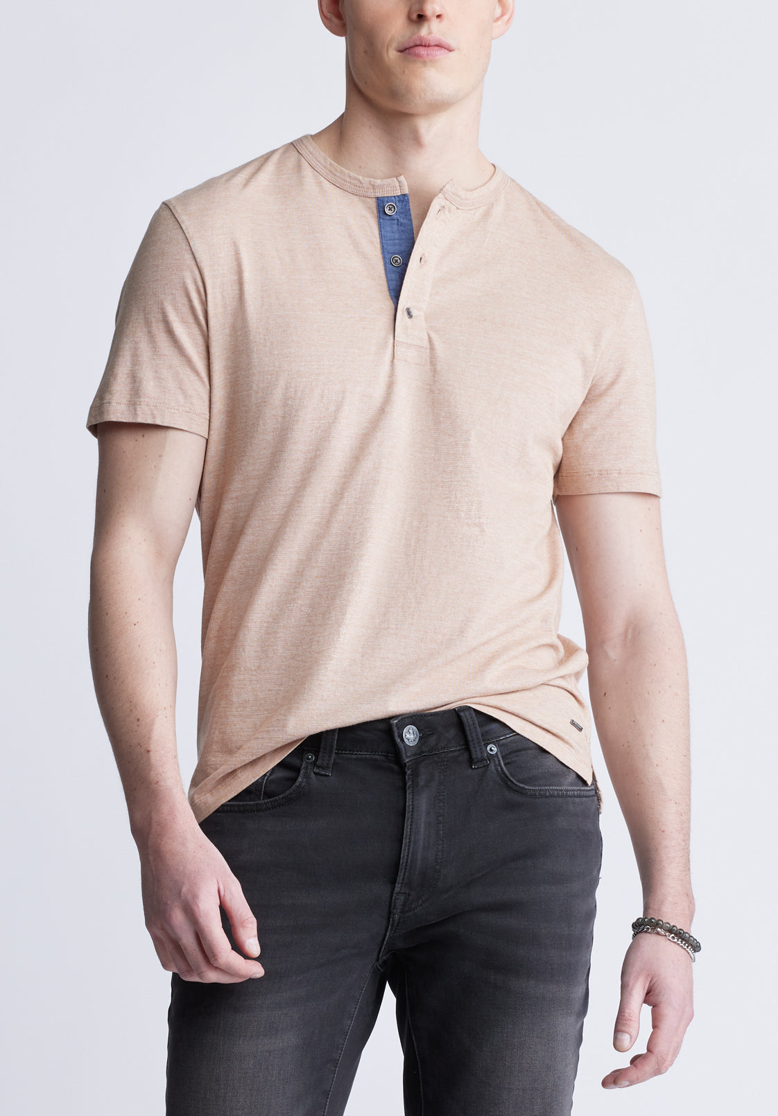 buffalo david bitton Kandy Men's Short Sleeve Henley Tan