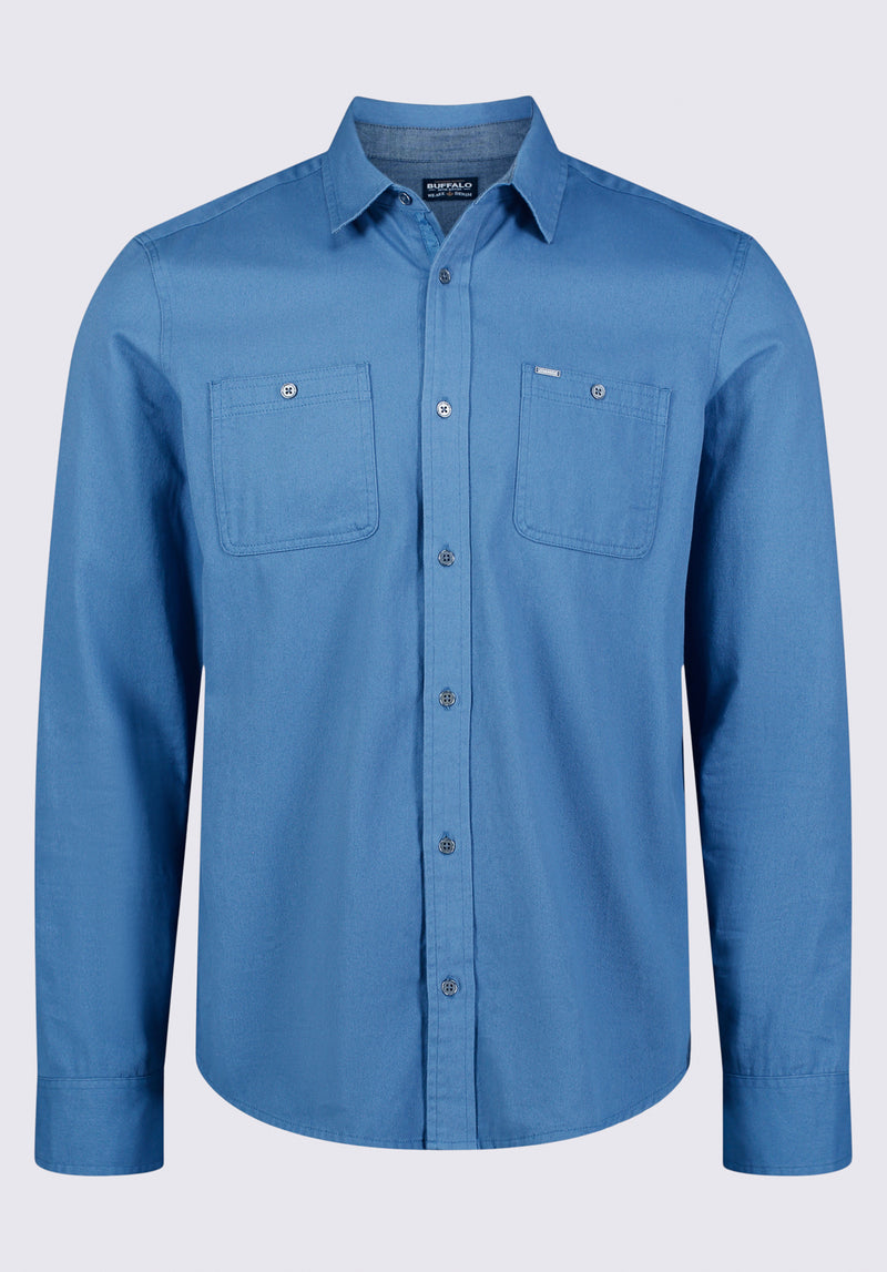 Sagrani Men s Long Sleeve Woven Shirt Blue Buffalo Jeans CA