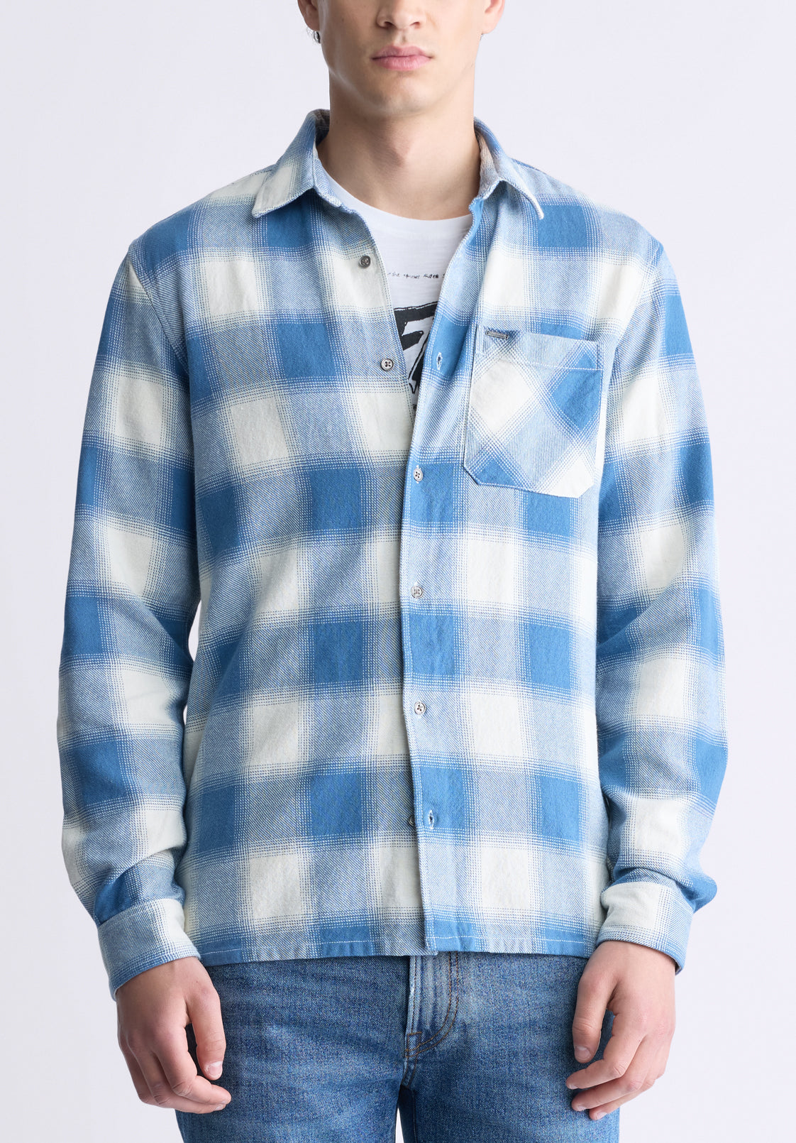 buffalo david bitton Sinclair Men's Long-Sleeve Plaid Shirt Blue
