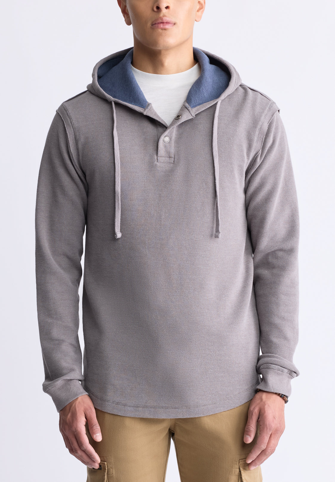 buffalo david bitton Kafom Men's Hooded Long-Sleeve Top Sky Grey
