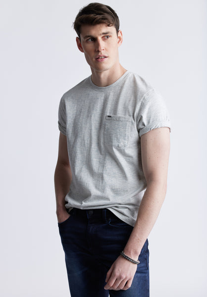 T-shirt Kennel à poche pour homme, gris pâle chiné - BM24459