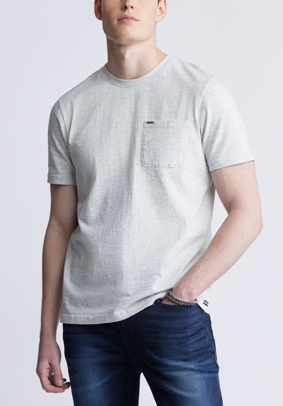 buffalo david bitton Kennel Men's T-shirt with Pocket Light Heather Blue