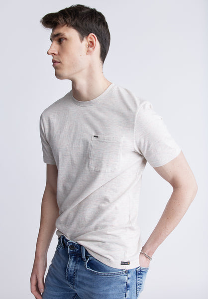 T-shirt Kennel à poche pour homme, rose pâle chiné - BM24459