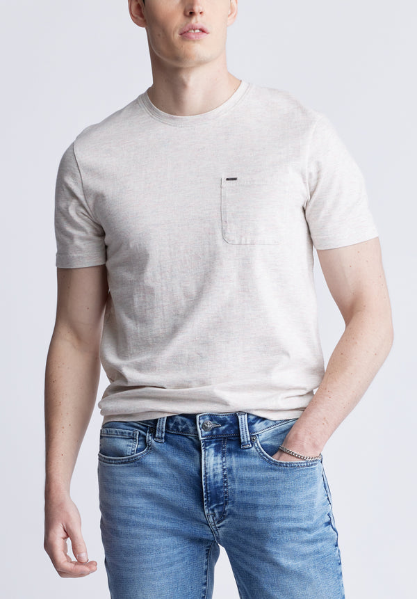 T-shirt Kennel à poche pour homme, rose pâle chiné - BM24459