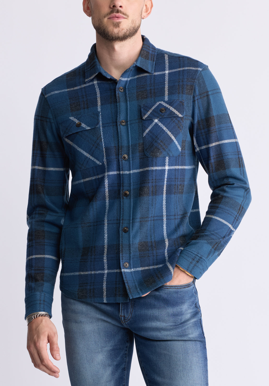 buffalo david bitton Samme Men's Plaid Blanket Shirt Whale